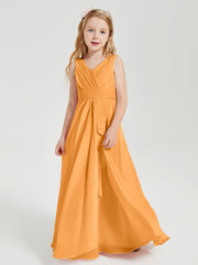 Boho Robes de Demoiselle d'Honneur Longues en Mousseline Mandarine