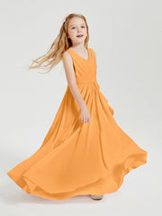 Boho Robes de Demoiselle d'Honneur Longues en Mousseline Mandarine