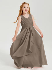 Boho Robes de Demoiselle d'Honneur Longues en Mousseline Taupe