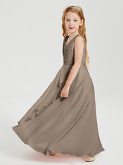 Boho Robes de Demoiselle d'Honneur Longues en Mousseline Taupe