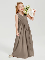 Boho Robes de Demoiselle d'Honneur Longues en Mousseline Taupe