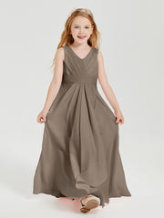 Boho Robes de Demoiselle d'Honneur Longues en Mousseline Taupe