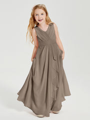 Boho Robes de Demoiselle d'Honneur Longues en Mousseline Taupe