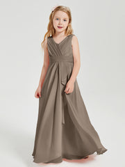 Boho Robes de Demoiselle d'Honneur Longues en Mousseline Taupe