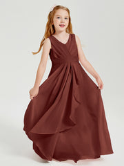 Boho Robes de Demoiselle d'Honneur Longues en Mousseline Terracotta