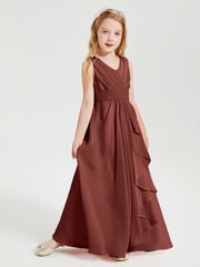 Boho Robes de Demoiselle d'Honneur Longues en Mousseline Terracotta
