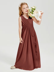 Boho Robes de Demoiselle d'Honneur Longues en Mousseline Terracotta