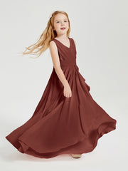 Boho Robes de Demoiselle d'Honneur Longues en Mousseline Terracotta