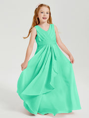 Boho Robes de Demoiselle d'Honneur Longues en Mousseline Turquoise