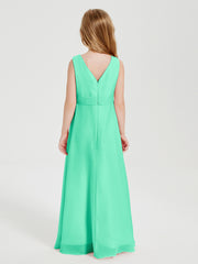 Boho Robes de Demoiselle d'Honneur Longues en Mousseline Turquoise