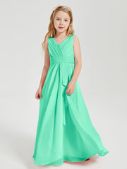 Boho Robes de Demoiselle d'Honneur Longues en Mousseline Turquoise