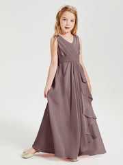 Boho Robes de Demoiselle d'Honneur Longues en Mousseline Vintage Mauve