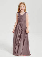 Boho Robes de Demoiselle d'Honneur Longues en Mousseline Vintage Mauve