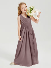 Boho Robes de Demoiselle d'Honneur Longues en Mousseline Vintage Mauve