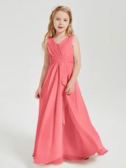 Boho Robes de Demoiselle d'Honneur Longues en Mousseline Pastèque