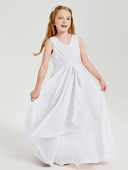 Boho Robes de Demoiselle d'Honneur Longues en Mousseline Blanc