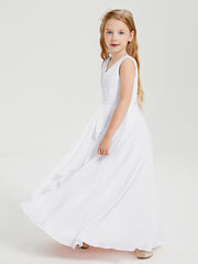 Boho Robes de Demoiselle d'Honneur Longues en Mousseline Blanc