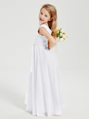 Boho Robes de Demoiselle d'Honneur Longues en Mousseline Blanc