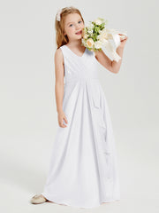 Boho Robes de Demoiselle d'Honneur Longues en Mousseline Blanc