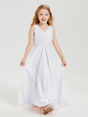 Boho Robes de Demoiselle d'Honneur Longues en Mousseline Blanc