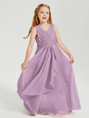 Boho Robes de Demoiselle d'Honneur Longues en Mousseline Glycine