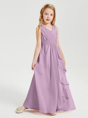 Boho Robes de Demoiselle d'Honneur Longues en Mousseline Glycine