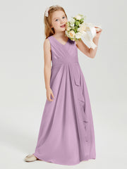Boho Robes de Demoiselle d'Honneur Longues en Mousseline Glycine