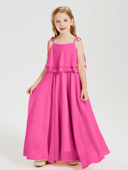 Robes de Demoiselle d'Honneur Junior en Mousseline avec Nœud Papillon Azalée