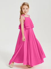 Robes de Demoiselle d'Honneur Junior en Mousseline avec Nœud Papillon Azalée