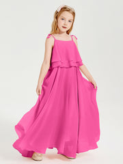 Robes de Demoiselle d'Honneur Junior en Mousseline avec Nœud Papillon Azalée