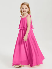 Robes de Demoiselle d'Honneur Junior en Mousseline avec Nœud Papillon Azalée