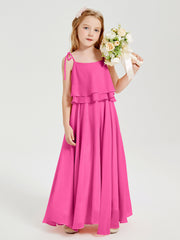 Robes de Demoiselle d'Honneur Junior en Mousseline avec Nœud Papillon Azalée
