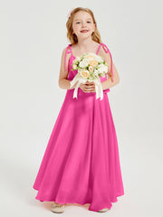 Robes de Demoiselle d'Honneur Junior en Mousseline avec Nœud Papillon Azalée