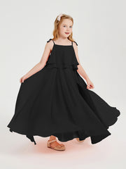 Robes de Demoiselle d'Honneur Junior en Mousseline avec Nœud Papillon Noir
