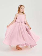 Robes de Demoiselle d'Honneur Junior en Mousseline avec Nœud Papillon Rose Pâle