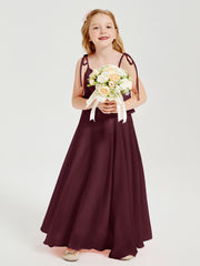 Robes de Demoiselle d'Honneur Junior en Mousseline avec Nœud Papillon Cabernet