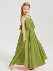 Robes de Demoiselle d'Honneur Junior en Mousseline avec Nœud Papillon Trèfle
