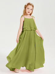 Robes de Demoiselle d'Honneur Junior en Mousseline avec Nœud Papillon Trèfle