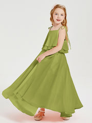 Robes de Demoiselle d'Honneur Junior en Mousseline avec Nœud Papillon Trèfle