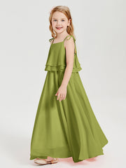 Robes de Demoiselle d'Honneur Junior en Mousseline avec Nœud Papillon Trèfle