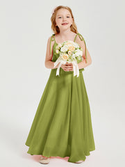 Robes de Demoiselle d'Honneur Junior en Mousseline avec Nœud Papillon Trèfle