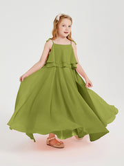 Robes de Demoiselle d'Honneur Junior en Mousseline avec Nœud Papillon Trèfle