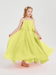 Robes de Demoiselle d'Honneur Junior en Mousseline avec Nœud Papillon Jonquille