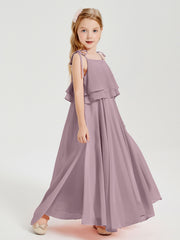 Robes de Demoiselle d'Honneur Junior en Mousseline avec Nœud Papillon Dusk