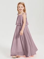 Robes de Demoiselle d'Honneur Junior en Mousseline avec Nœud Papillon Dusk