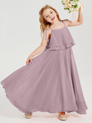 Robes de Demoiselle d'Honneur Junior en Mousseline avec Nœud Papillon Dusk