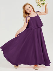 Robes de Demoiselle d'Honneur Junior en Mousseline avec Nœud Papillon Raisin