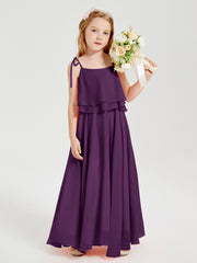 Robes de Demoiselle d'Honneur Junior en Mousseline avec Nœud Papillon Raisin
