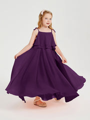 Robes de Demoiselle d'Honneur Junior en Mousseline avec Nœud Papillon Raisin