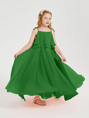 Robes de Demoiselle d'Honneur Junior en Mousseline avec Nœud Papillon Vert